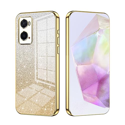 ILING Funda para OPPO A96 / OPPO A76 / OPPO A36, Ultradelgado Elegante Degradado de Color Tarjeta Brillante Diseño Mujer Carcasa, Suave Silicona TPU Bumper Antigolpes Cubierta (Oro)