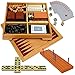 Board Game Set - Deluxe 7-in-1 Classic Board Games for All Ages - Wood Game Center with Storage - Chess, Backgammon, Dominos, Checkers, Dice Set, Cribbage Board, and Playing Cards by Trademark Games