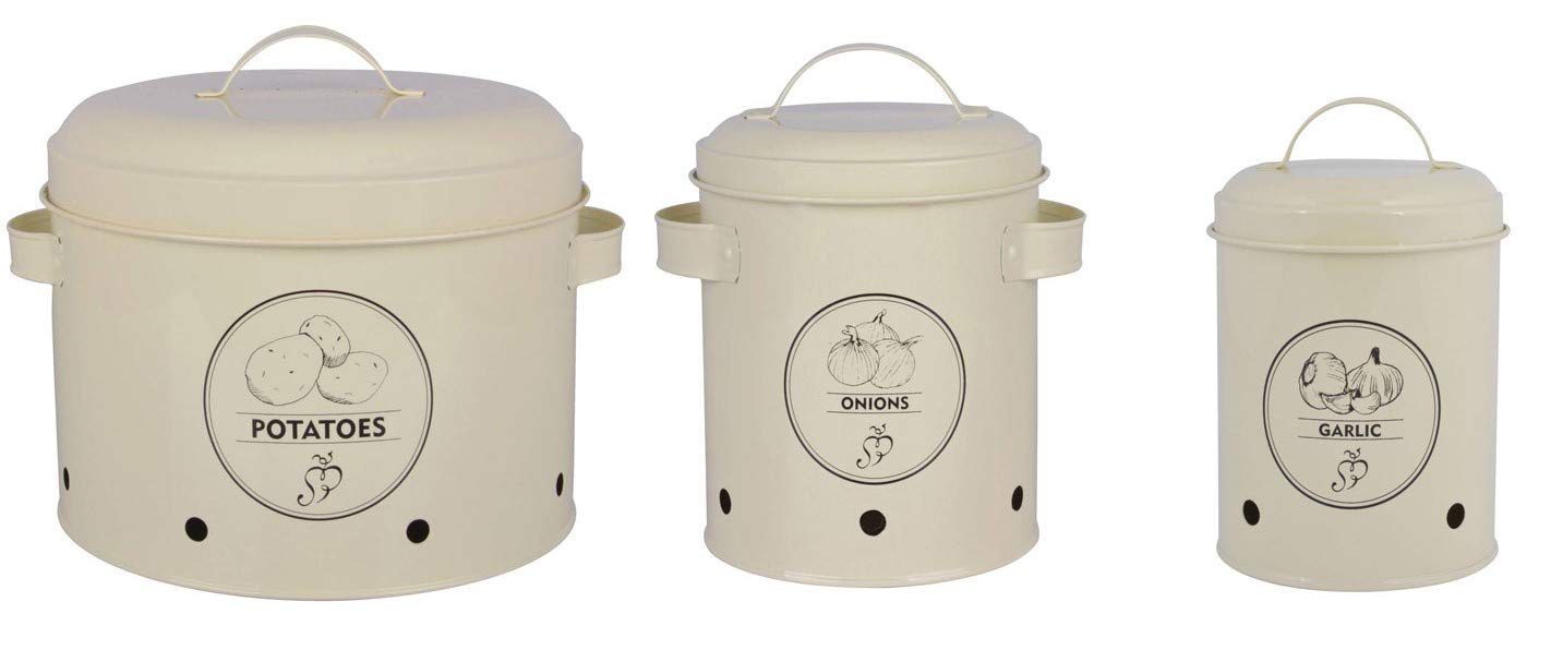CREAFLOR HOME 3er Set Vorratsdosen für Kartoffeln, Zwiebeln + Knoblauch Esschert Design