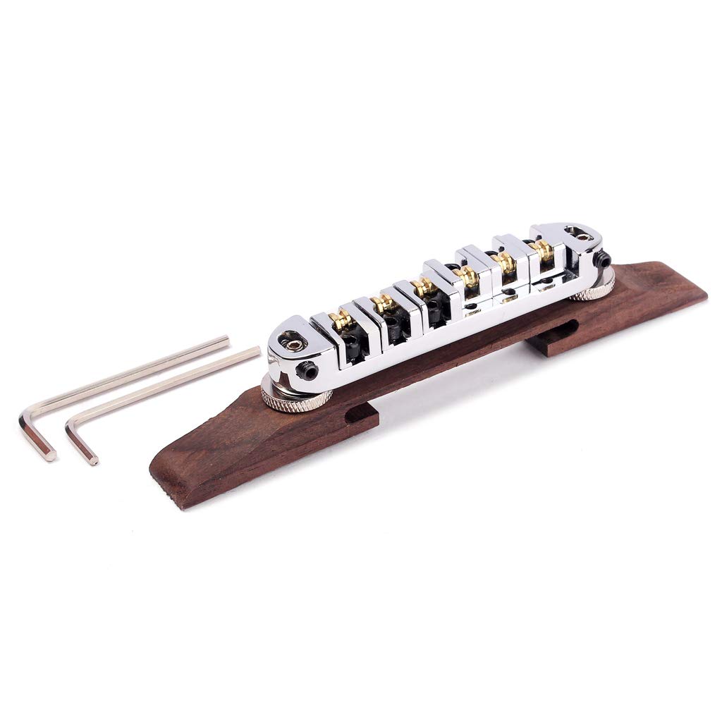 Alnicov Chromowane siodełka rolkowe Rosewood Bridge zestaw do gitary jazzowej