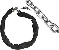 Cadeado Corrente Forte com Elos Lock Trava Para Bicicleta Moto Reforçada Sem Cabos Segredo com Chave Revestida com Tecido Poliéster