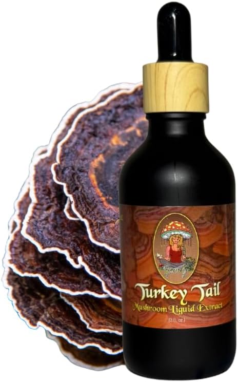 Turkey Tail Mushroom Extract Tincture, 2oz (60ml-Vegan-Non-GMO-Gut Health-Third Party Tested- Supplement