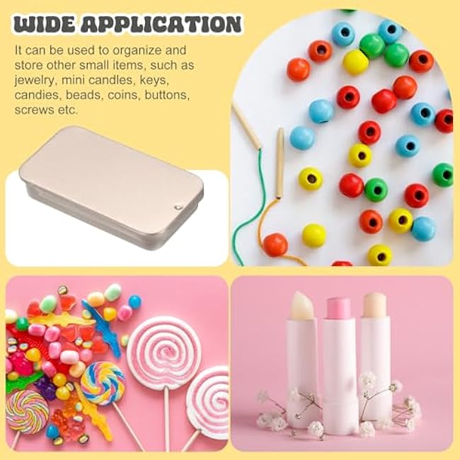 uxcell 8Pcs Slide Top Tin Containers, Mini Metal Empty Tins Box with Sliding Lids, 2.4x1.3x0.4 Rectangular Storage Organizers for Lip Balm, Solid Perfume, Small Items, Rose Gold