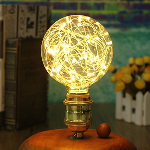 Paquete de 2 Iluminación Vintage, VSOAIR Bombillas LED con 3W G95 Vintage Edison Iluminación Bombilla de Fuego Blanco Cálido 2400K