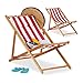 relaxdays Sedia, Set da 2, Sdraio Mare Pieghevole in bambù, Fodera in Tessuto con Cuscini, Rosso, Strisce Rosse