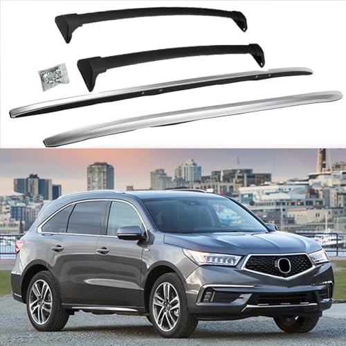 Roof Rack Cross Bars for Acura MDX 2014-2021, 4-Piece Side Rails and Crossbars Set, Silver and Black