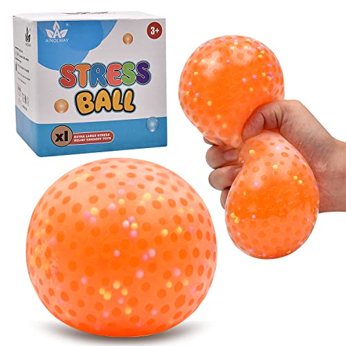 AINOLWAY Pelota de estrés Jumbo de 4 Pulgadas, Divertida Pelota de UVA Colorida, Bolas de Agua para apretar DNA, Pelota sensorial, Autismo, para niños y Adultos Cover