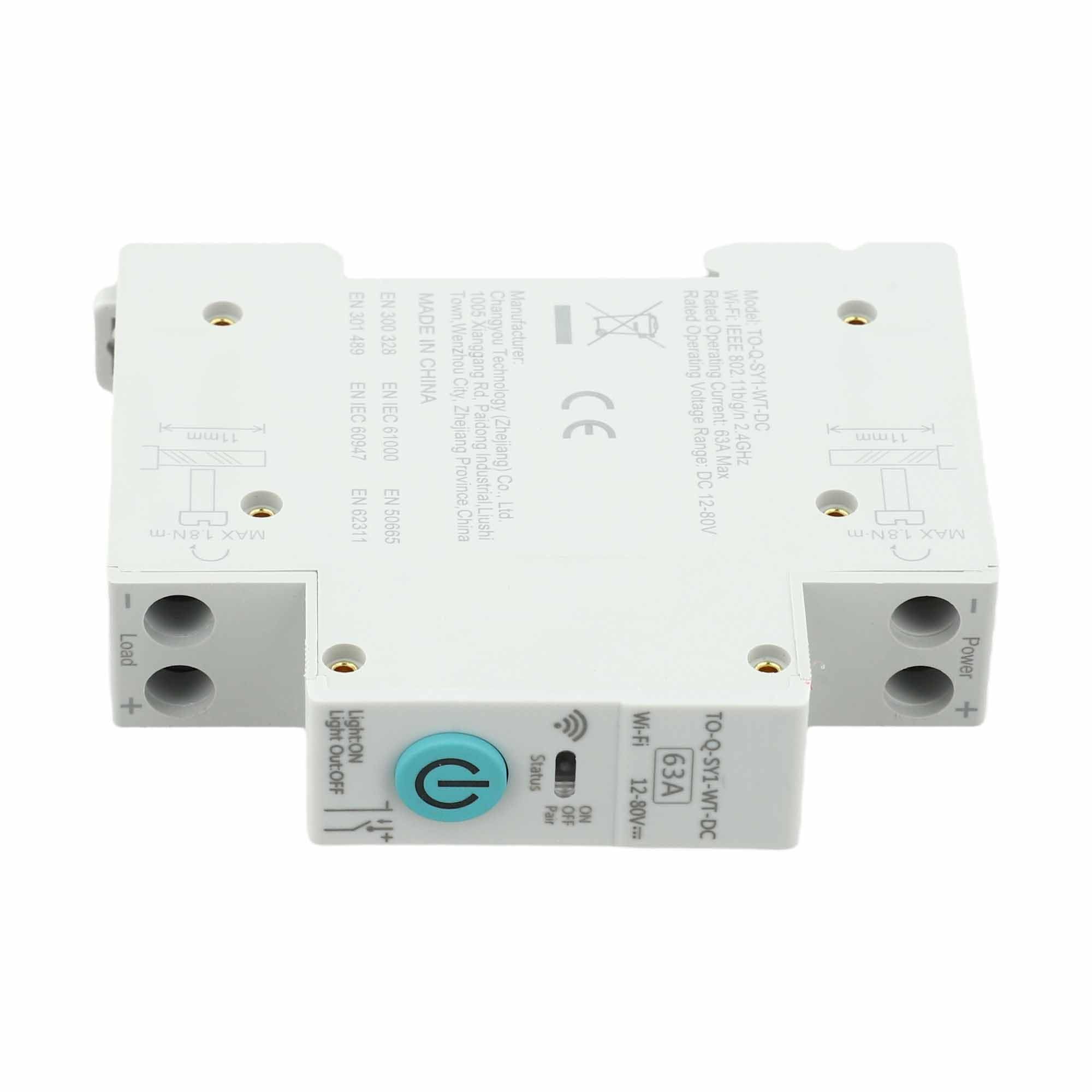 Disjoncteur 63A DC commutateur WiFi télécommande rail DIN système solaire domotique Tuya 1P+N