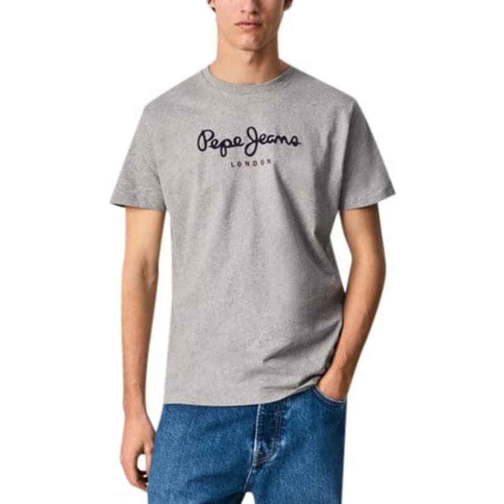 Pepe Jeans Eggo Men's T-Shirt Regular Fit Short Sleeve Grey (Grey Marl), XL