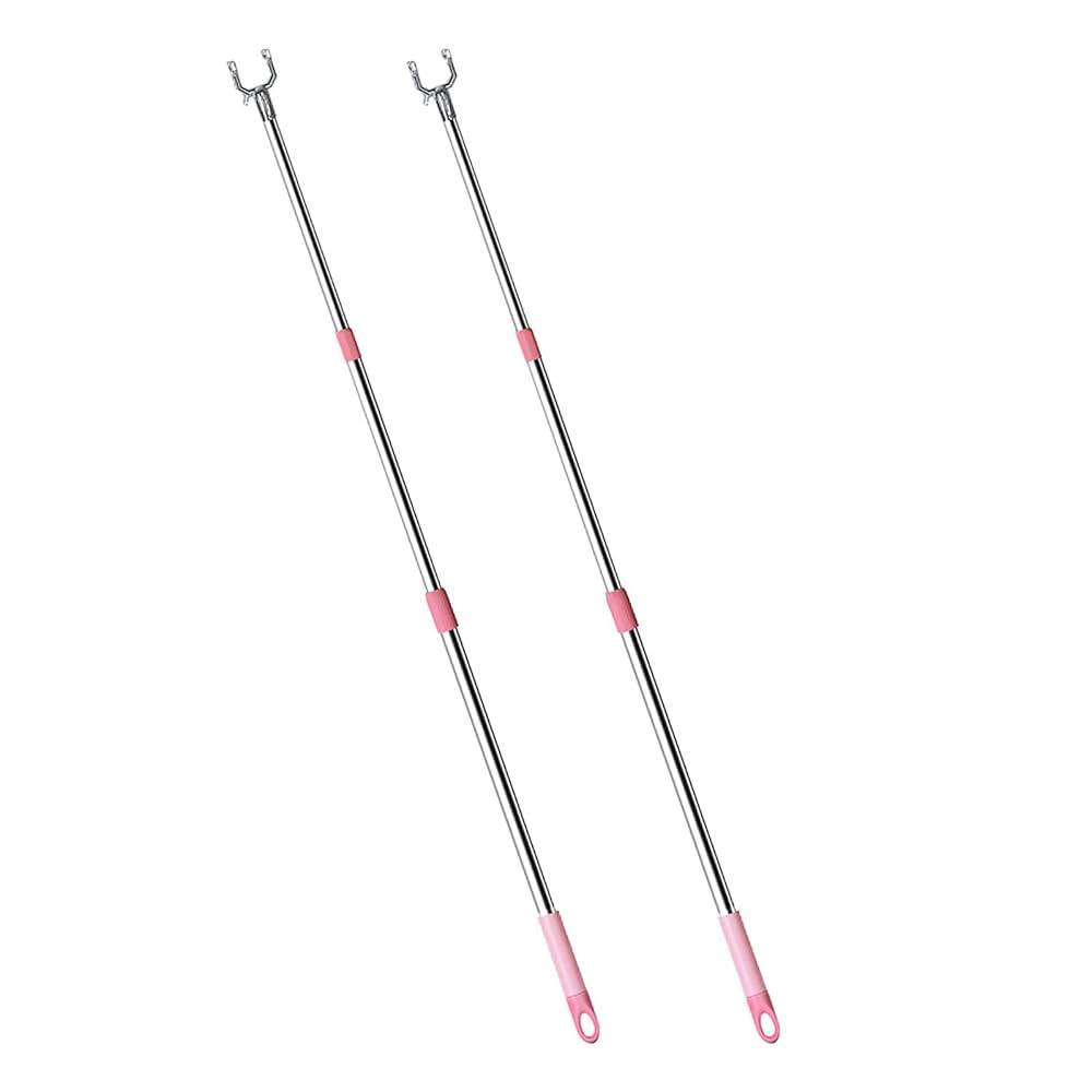 Generic Retractable Clothes Pole Telescoping Long Reach Sticks Adjustable Clothesline Pole With Hook Clothes Drying