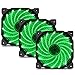 upHere Novonest 3 Pezzi Ventilatore ad Elevata Prestazione da 120 mm con Comando a Temperatura - Involucro Standard - utilizzo Versatile - Estremamente Silenzioso ed efficiente 15LED Verde,15G3-3