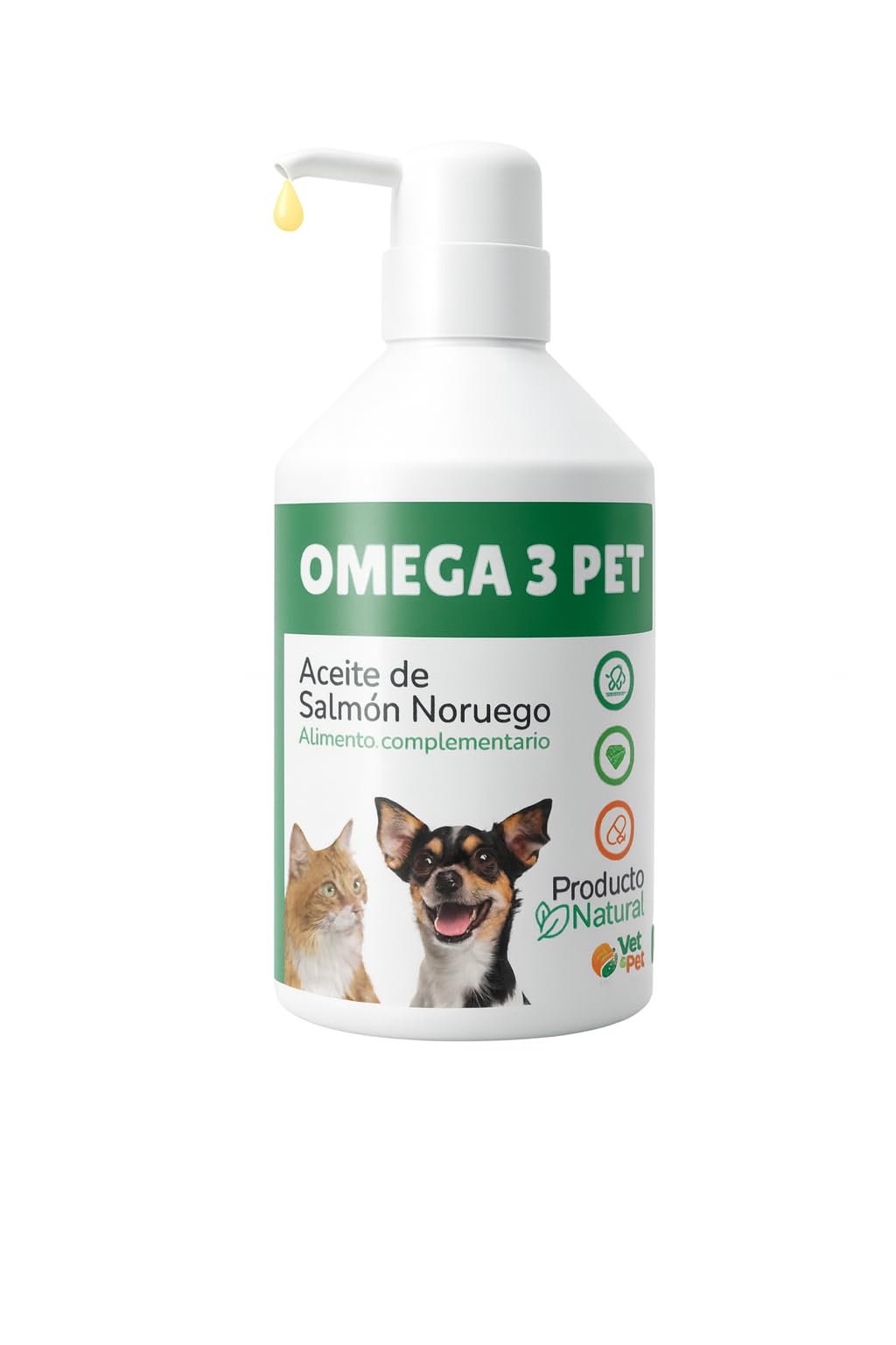 Huile de saumon norvégien pour chiens et chats | Omega 3 EPA+DHA | Anti-inflammatoire naturel, peau et articulations | 500 ml