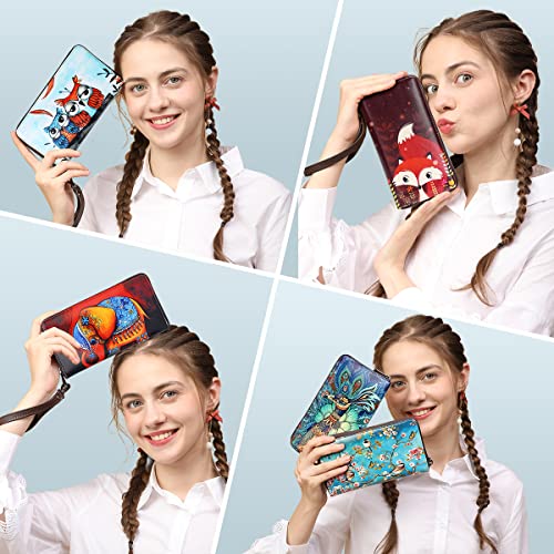 Aphison Women's Wallets Large Capacity Clutch Wallet For Women Ladies Wallets Clearance Credit Card Holder Womens Rfid Wallet Moon Cute Cow Cat Elephant Fox Cell Phone Purse 684-0170A #TOP5