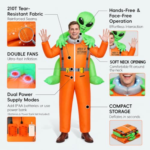 COOLWUFAN Inflatable Alien Costume with 2 Fans, Blow Up Costumes for Adults by COOLWUFAN - Used condition - Image 3