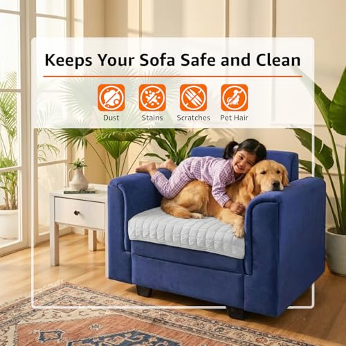 Image of Amazon Basics - Flannel (Polyester) Quilted Make Your Own Sofa Cover |70cm x 70cm| Microfiber Sofa Slipcover | 350 GSM (1 Seater)