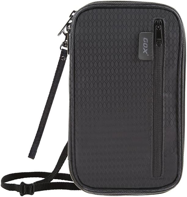 GOX Passport Holder for Travel Family RFID Neck Wallet for Traveling Women Travel Pouch for Passport and Documents with RFID Waterproof Zipper Passport Case (Black)