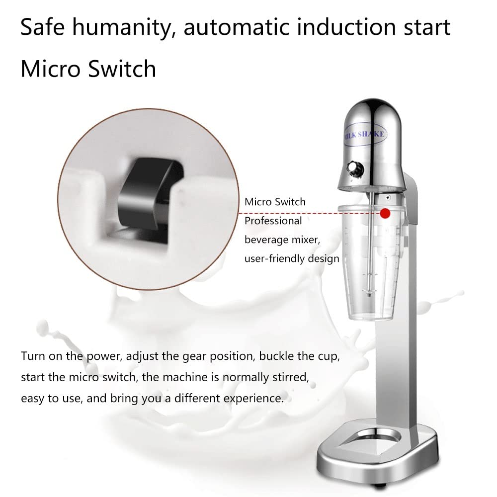 Shaker Électrique Pour Machine À Milkshake Machine De Mélangeur De Lait Frappé 2 Vitesses Boisson Mélangeur Shaker À Cocktails En Acier Inoxydable Shaker De Protéines Milk Shaker 18 000 RPM 650ML 180W