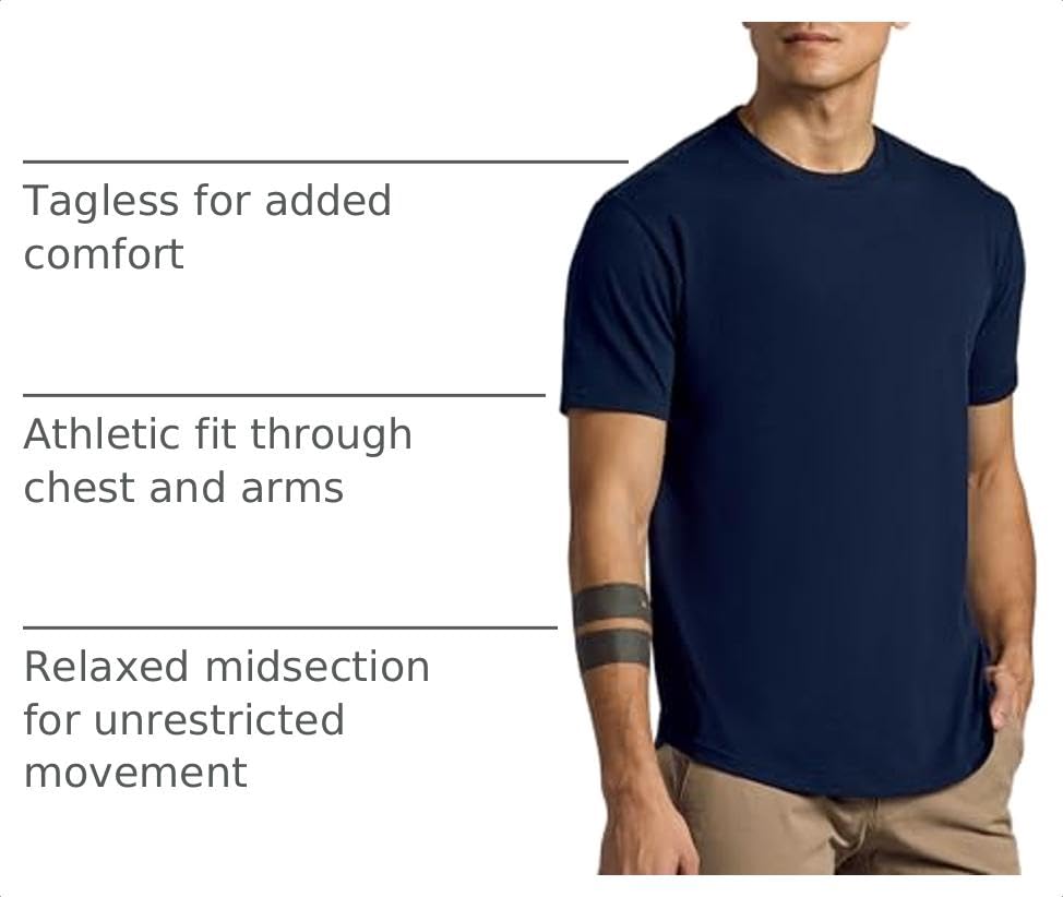 True Classic Mens T-Shirts, Curved Hem Drop Cut Tee, Navy, M - image 4
