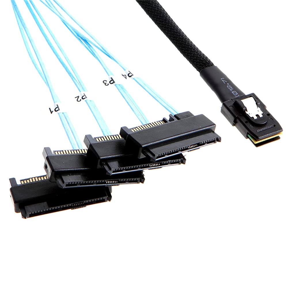 Interno 36 Pin Mini SAS SFF-8087 Host a 4 SFF-8482 Target SAS Hard Disk e cavo di alimentazione SATA 100cm