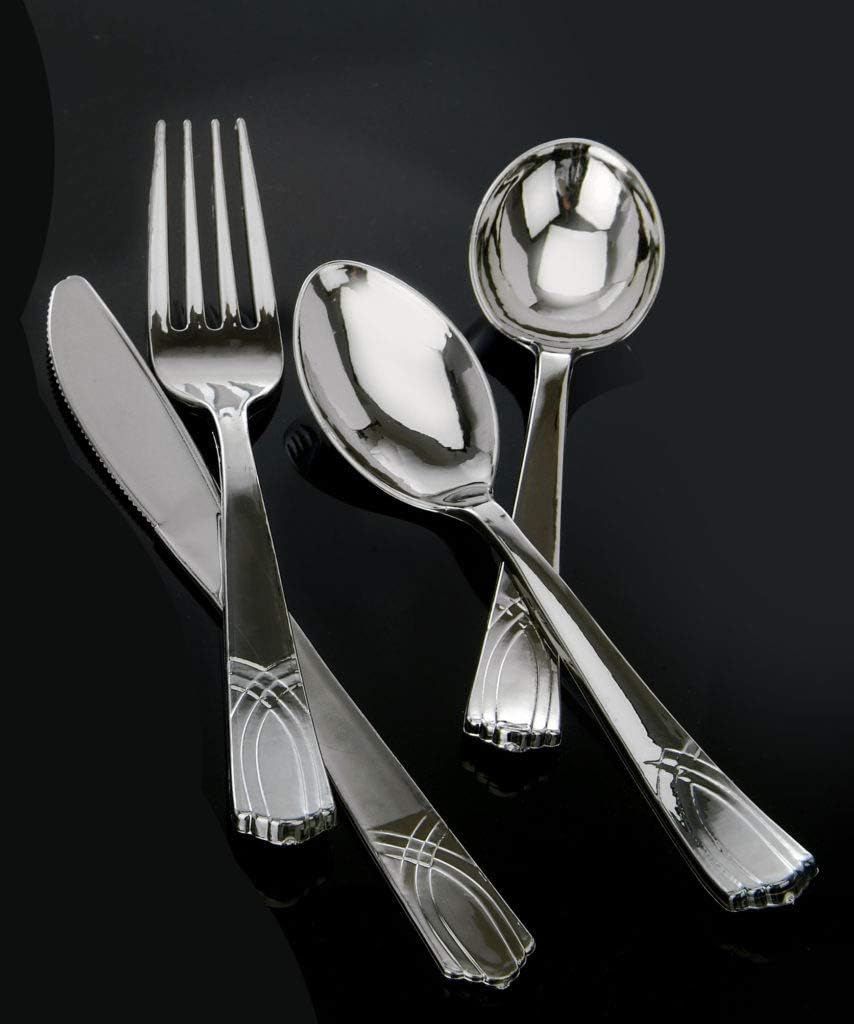 Silver-Like Disposable Forks - 600 Count - Silver Plastic - for Parties, Catering and Events