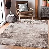 carpet city Teppich Wohnzimmer Braun Beige - 120x160 cm - Abstrakt, Vintage-Optik - Moderne Teppiche Kurzflor - Used-Look Teppiche Schlafzimmer Flachflor