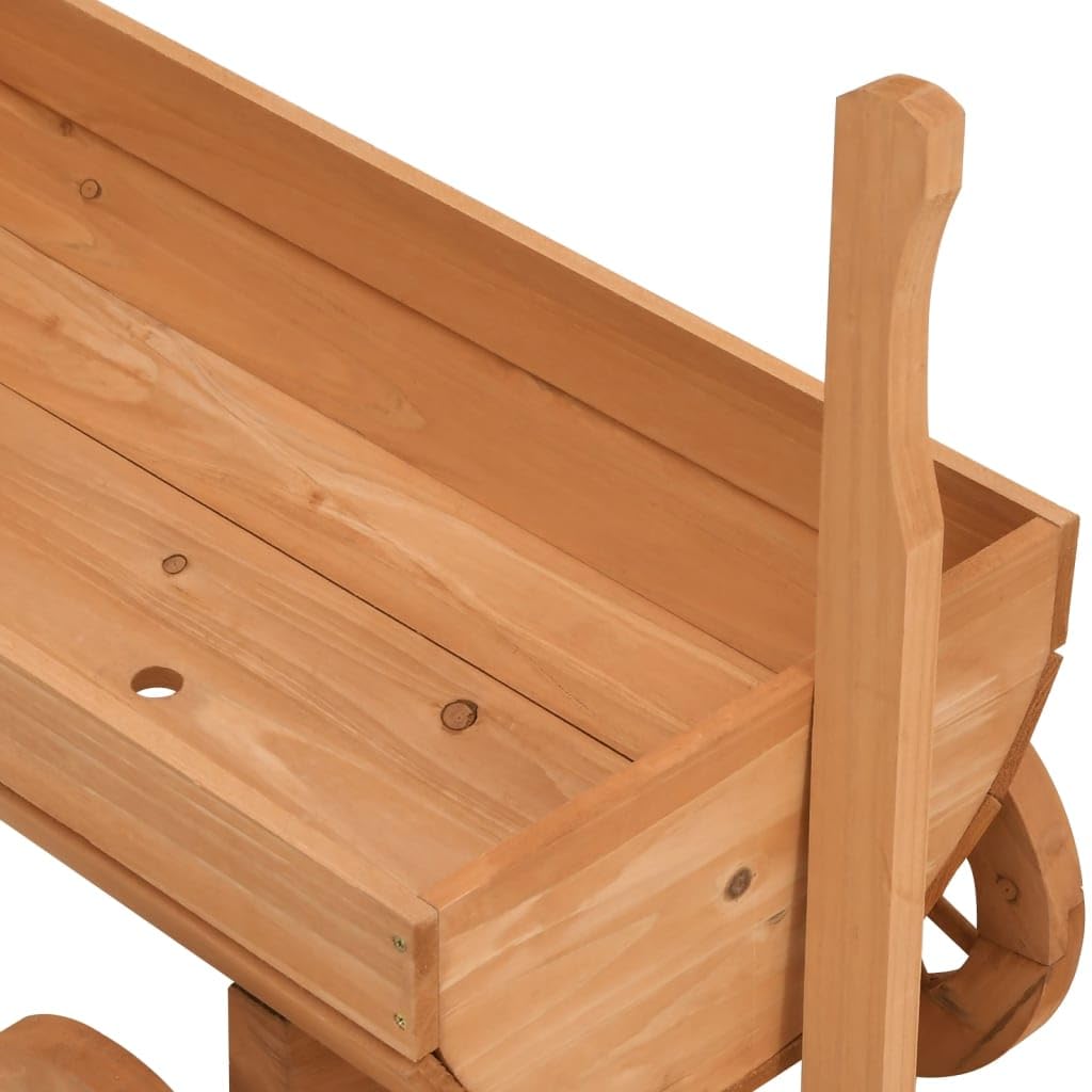 Deko-Wagen aus Tannenholz 70x43x54 cm, Blumenwagen für Garten und Terrasse, Pflanzwagen mit Rädern und Entwässerungsloch, Holzblumenkübel für Außenbereich
