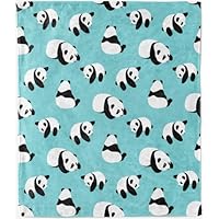 ANHOPE Panda Throw Blanket Soft Lightweight Flannel Fleece Blanket Cartoon Animal Panda Bear Print Pattern for Couch Sofa Bed Travel All Season Decorative Throw for Kids Baby Toddler 100 x 130 cm
