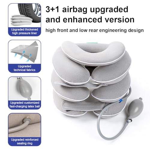 neck stretcher with neck bracecervical traction neck deviceneck relief tooladjustable inflatable cervical bracehome use neck decompression new technology breathable fabric washableampcolorfastgray