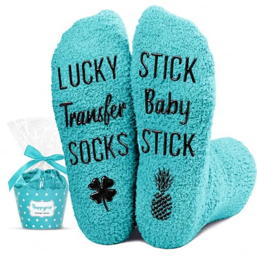 HAPPYPOP IVF Gifts - Fertility Infertility Socks for Women, Egg Retrieval and Embryo Transfer Lucky Fuzzy Socks