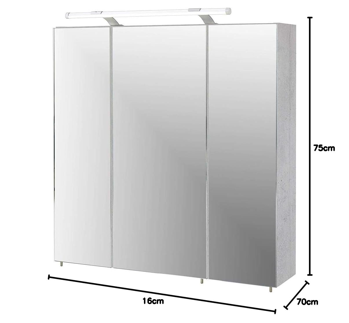 Schildmeyer 127398 Spiegelschrank, 70 x75 x 16 cm, steingrau