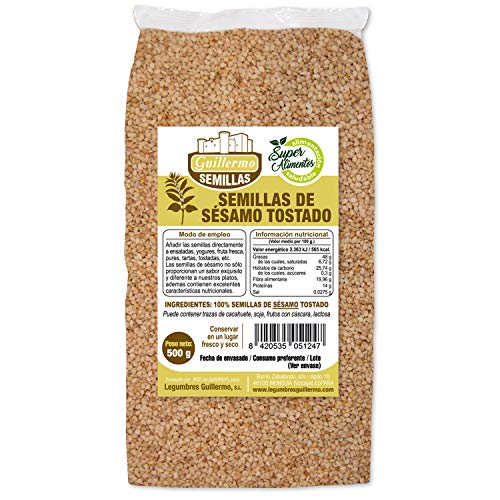 Guillermo Semillas de Sésamo Tostado Ecológico Superalimento 100% Natural 500gr