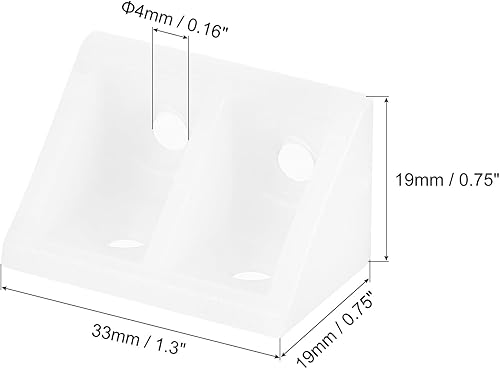 Miniatura 2 de uxcell 50 soportes de esquina de plástico de 90 grados, 1.299 x 0.748 x 0.748 in, soportes de ángulo recto de nailon con tornillos para armarios,