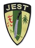 Bayonet Design - JEST Wax Backed Embroidered Novelty Patch - Intended for Naval Veterans, who Went Through Jungle Environmental Survival Training School - Merrowed Edge, 3 3/16 X 5 in.