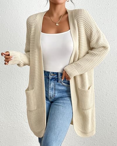 Bsubseach Cardigan Sweaters for Women Fall Outfits Open Front Crochet Sweater with Pocket2