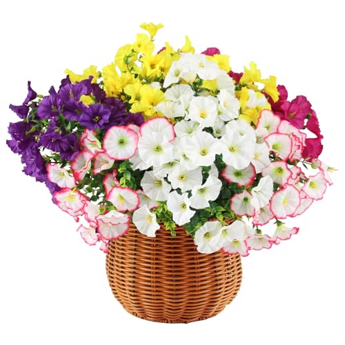 LEIMEND 10 Mazzi di Fiori Finti da Esterno Petunie Fiori Artificiali Protezione UV Petunie Artificiali Per Interni ed Esterni Aiuole di Casa Decorazione Dell'ingresso Del Giardino