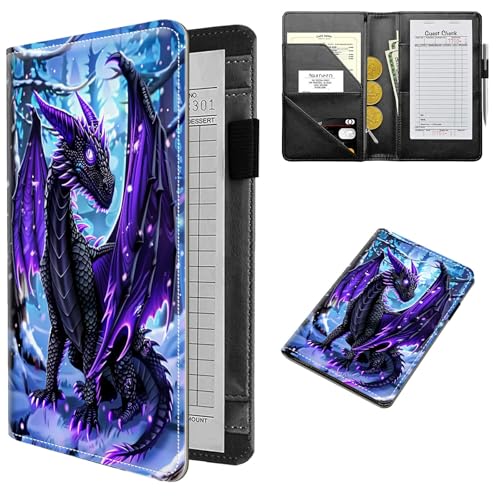 RWUTYTIUL Kellnerbuch Schneedrache mit Reißverschlusstasche