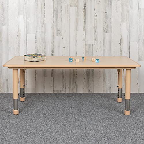 Flash Furniture 23.625"W X 47.25"L Rectangular Natural Plastic Height Adjustable Activity Table #TOP1