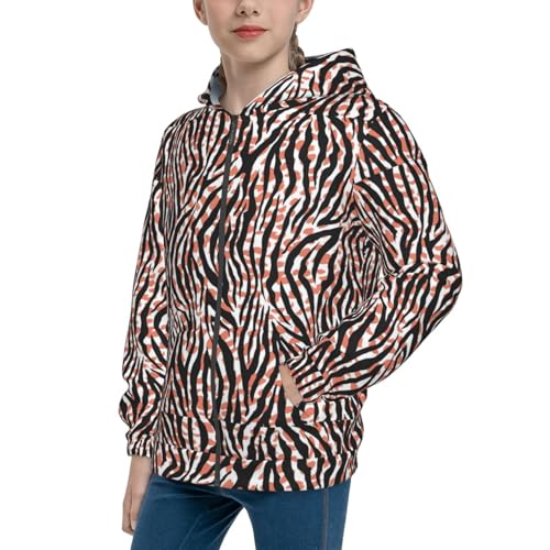 Zebra Skin And Leopard Print Kid Hoodies Boys Zip Up Sweatshirts Girls Pullover with Pocket