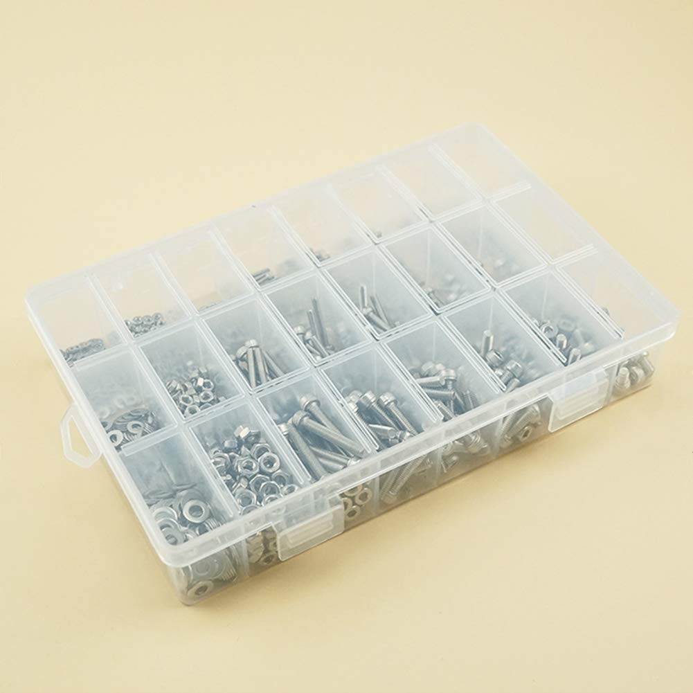 Outils Capuchon à douille Hexagonale Vis Ensemble - M2 M3 M4 Inoxydable Acier Machine Pan Tête Hex Douille Bouton Tête Cap Boulons Écrous Plat Rondelles Assortiment Kit 1080 pièces