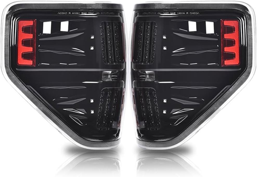 PIT66 LED Tail Lights Compatible with 2009-2014 Ford F150 LED Point Style Black Housing Clear Lens Rear Light Lamp Assembly #BL3Z13405B
