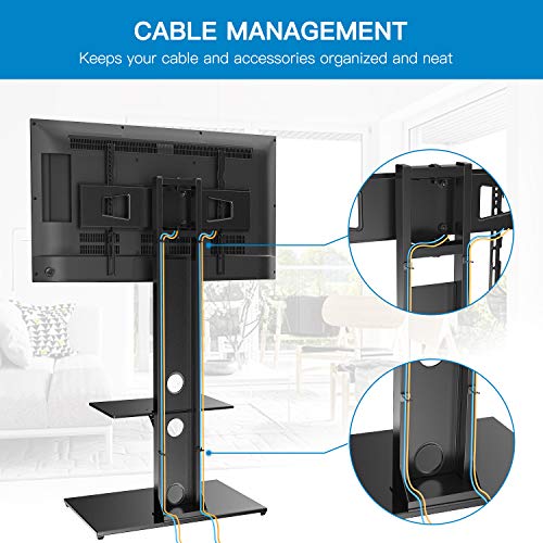 Perlesmith Swivel Floor Tv Stand/Base With Shelves For Most 37-75 Inch Lcd Led Tvs - Universal Tv Mount Stand Perfect For Corner & Bedroom, Height Adjustable & Cable Management, Vesa 600X400Mm #TOP6