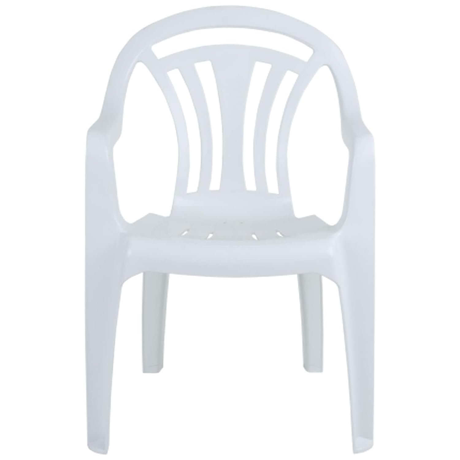 Pluto Packaging Strong White Low Back Seat Outdoor Party Picnic Garden Plastic Patio Chairs (8)
