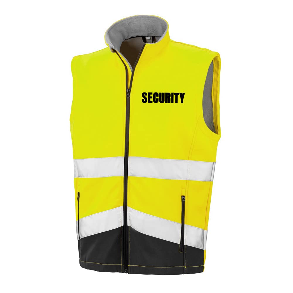 SECURITY Sicherheitsweste GELB aus Softshell - Gelb Warnweste nach EN ISO 20471 zertifiziert - Unisex und hochwertigem Reflektorstreifen
