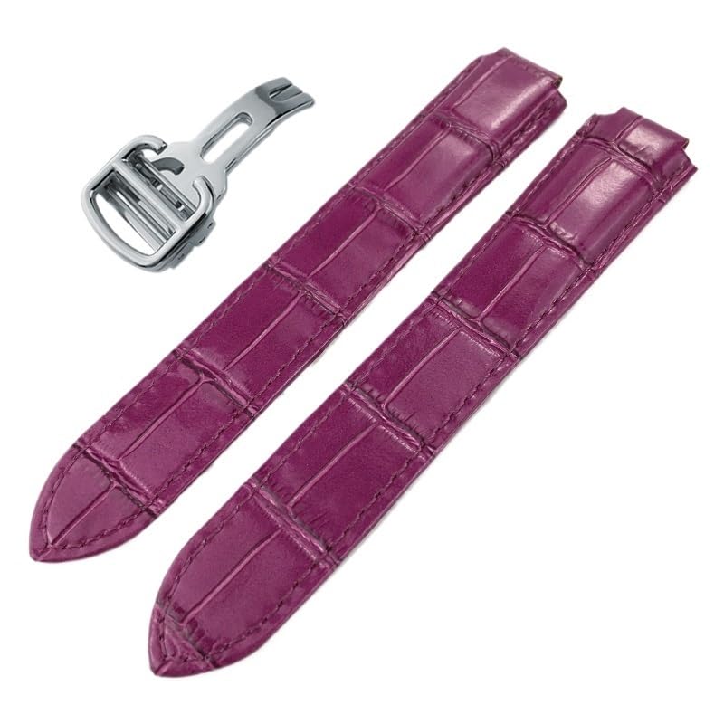Bracelet de montre en cuir de vachette violet 20mm compatible Ballon Bleu de Cartier