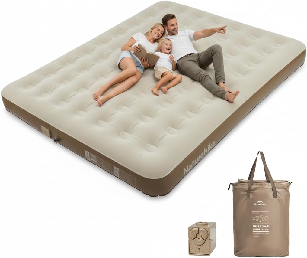 Naturehike California King Air Mattresses with Rechargeable Built-in Pump, Inflatable Mattress, Portable Blow up Mattress, Air Bed for Home, Camping, Guest