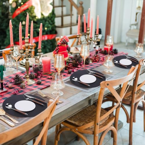 Set de table en cuir synthétique double face noir chic - 5