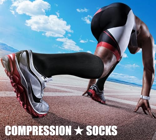 Image of CHARMKING Compression Socks for Women & Men Circulation (3 Pairs) 15-20 mmHg is Best Support for Athletic Running Cycling