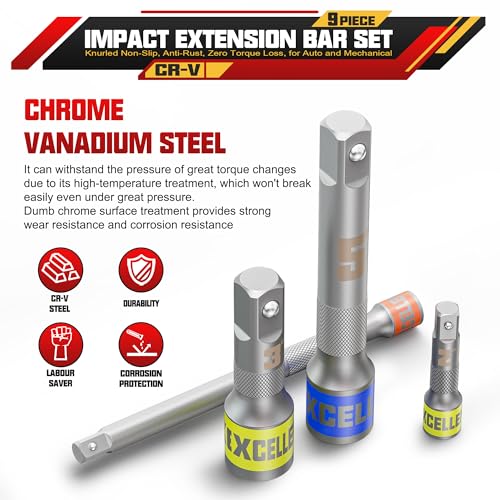 Extensiones de enchufe que evitan atascos en zonas ocultas del motor con acero Cr-V 4