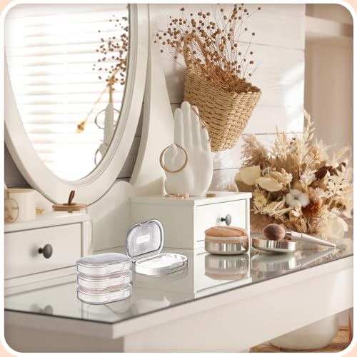 Kigley 4 Pcs Hair Tie Container Small Portable Travel Cotton Swab Holder Flosser Dispenser with Lid Plastic Box Beads Storage Containers for Small Items, 3.94 x 2.76 Inch (White) by Kigley - Image 6