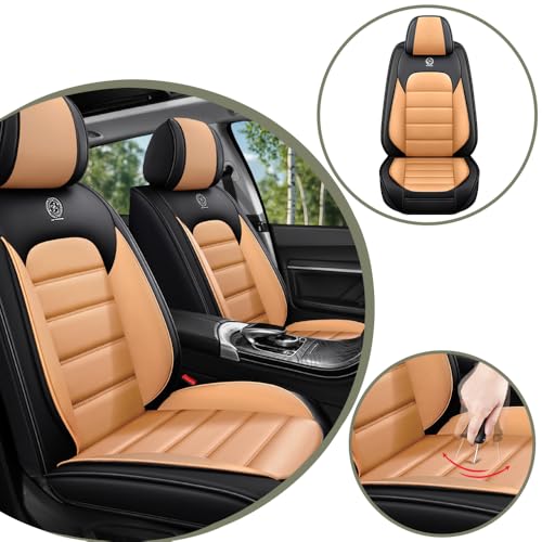 Image of Universal Car Seat Covers for Honda Insight 2002-2022 Anti-Slip Seat Covers,Waterproof Faux Leather Full Coverage Car Seat Protectors Interior Accessories(5Pcs Standard /Black&Orange)